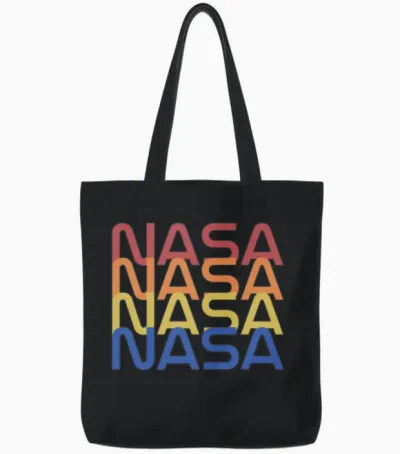 Nasa Retro Tote Bags - Black