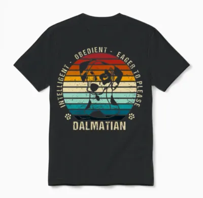 Cute Dalmatian Dog Lovers Retro Dog Unisex T-Shirt - Black