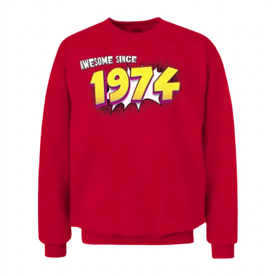 Retro 49th Birthday in Pop Art Comic Book Style Unisex Sweatshirt - Red