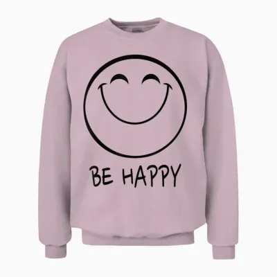 Be Happy Smile Face T-Shirt Happy Smiling Face Positiv Unisex Sweatshirt - Light Pink