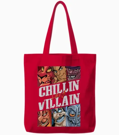 Disney Villains Chillin' Like a Villain Group Portrait T-Shirt Small Tote Bags - Red