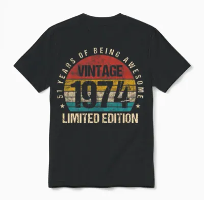Vintage 1974 Limited Edition 51st Birthday Gift Unisex T-Shirt - Black