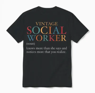 Vintage Social Worker Definition Funny Social Work Unisex T-Shirt - Black
