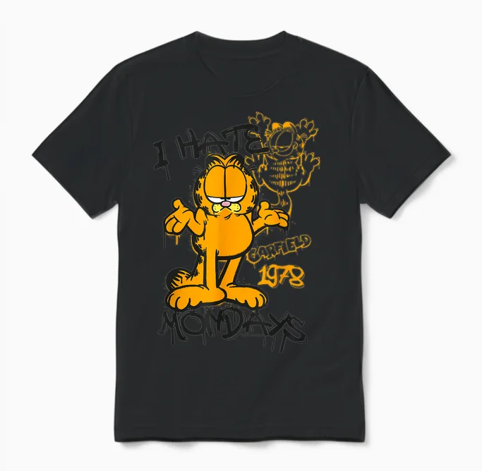 Garfield - I Hate Mondays Streetwear Unisex T-Shirt in Black