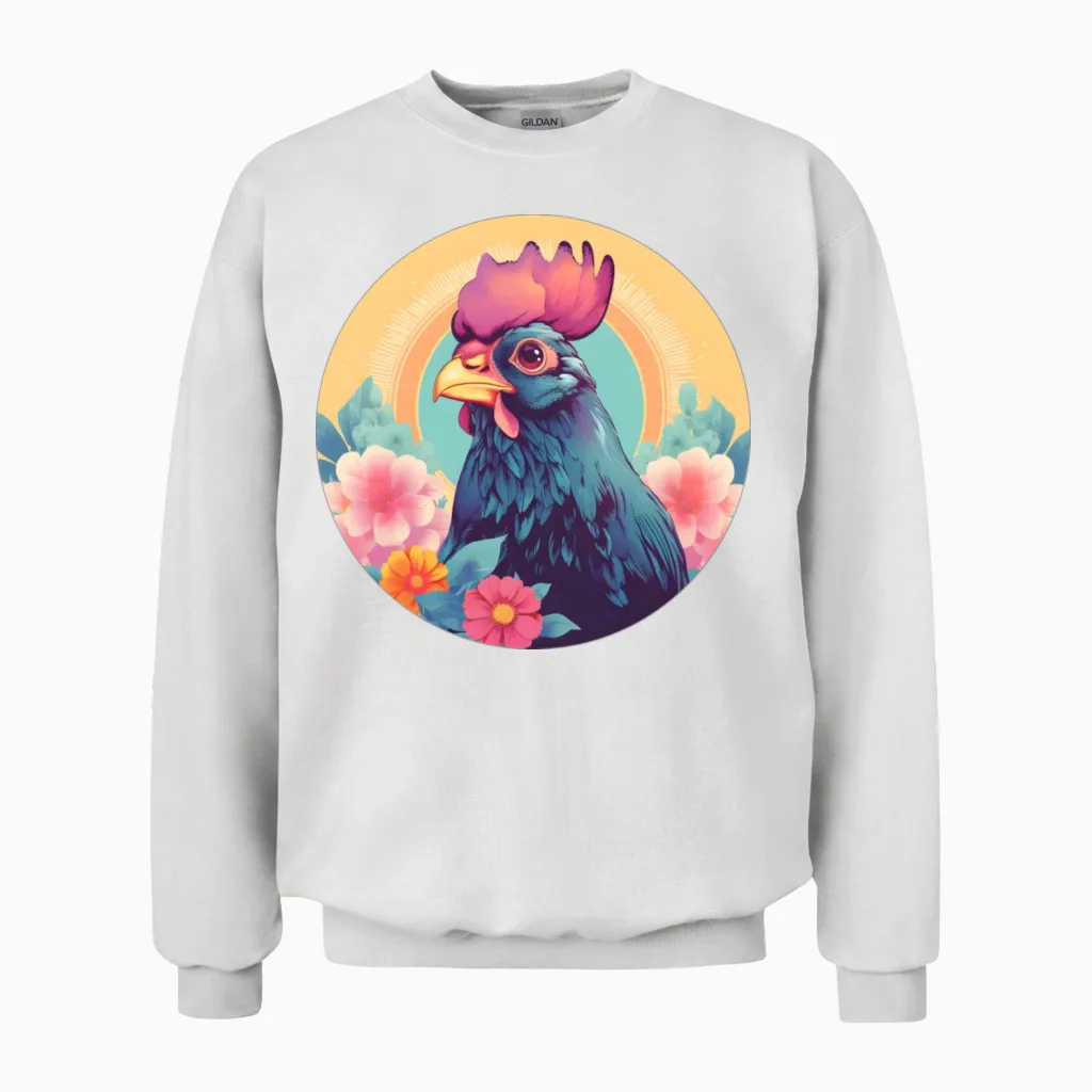 Style Chicken Lovers Retro Bird Unisex Sweatshirt in White