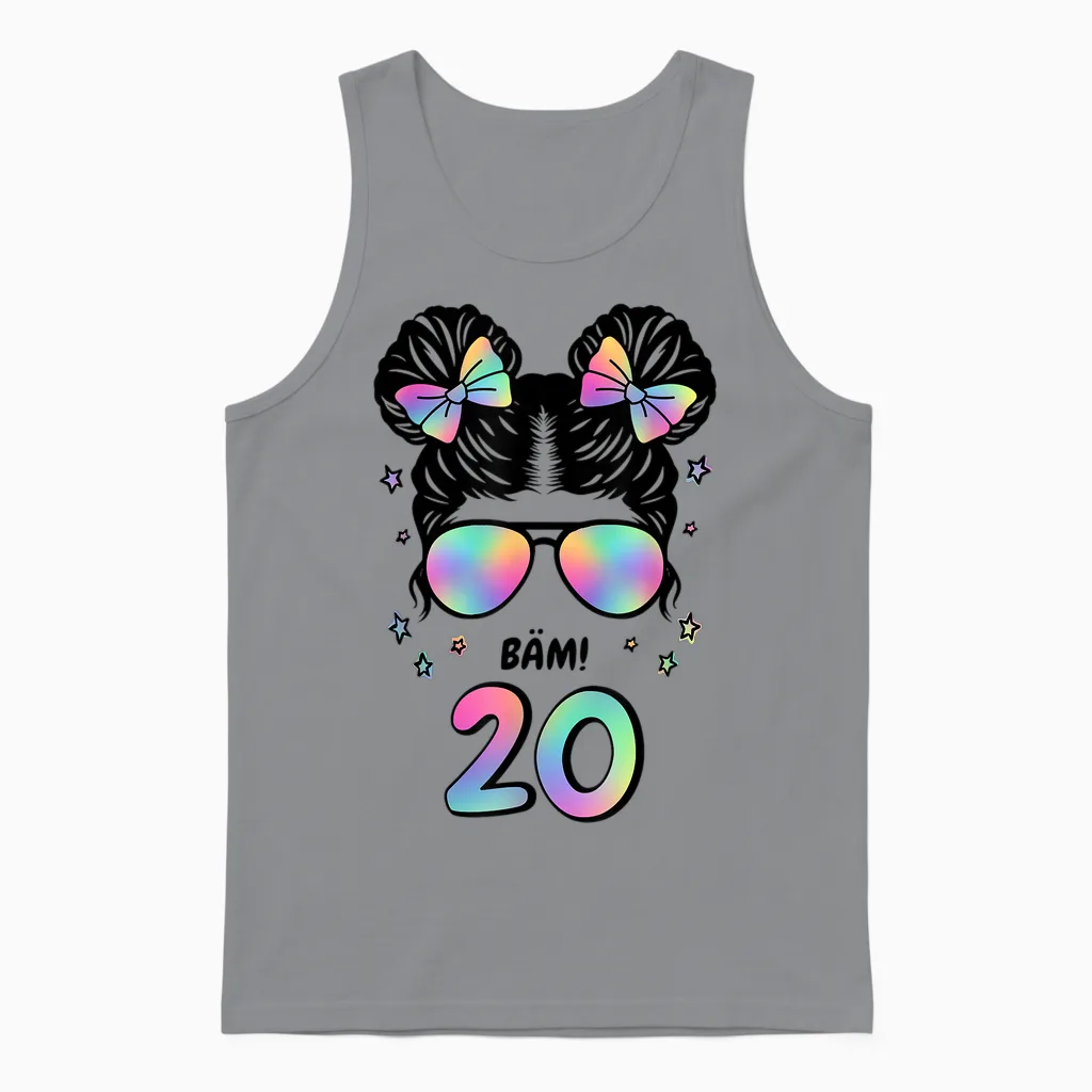 20. Geburtstag Mädchen Messy Bun Bäm! 20 Unisex Tank Top in Sport Grey