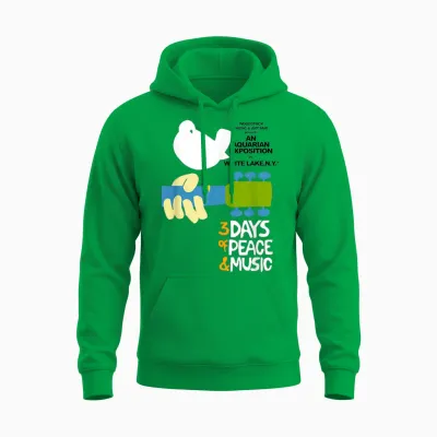 Woodstock Original Event T-Shirt, Gray Unisex Hoodie - Irish Green