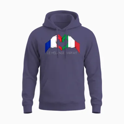 France and Italy French-Italian Le Mélange Parfait Coeur T-Shirt, Black, S Unisex Hoodie - Heather Sport Dark Navy