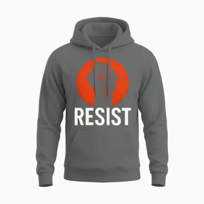 Resist - Raised Fist Street Art Protest Design Unisex Hoodie - Graphite Heather
