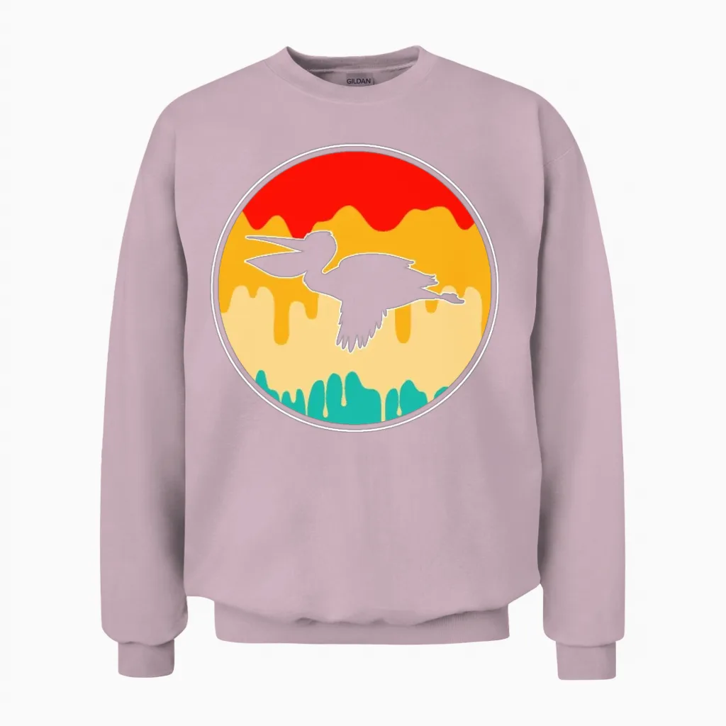 Pelican Retro Unisex Sweatshirt in Light Pink
