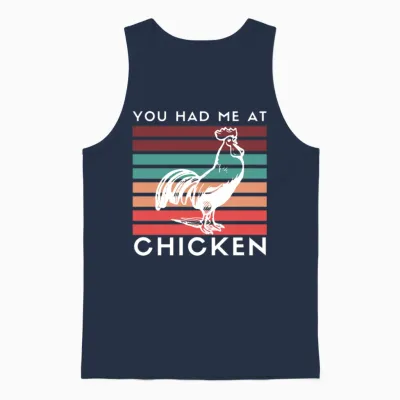 Funny Vintage Retro Chicken Unisex Tank Top - Navy