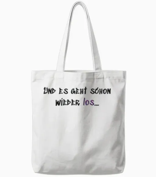 Es Geht Schon Wieder Los Tote Bags in White