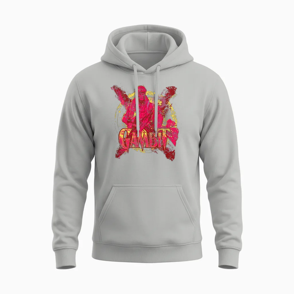 Marvel X-Men Gambit Retro 90s Unisex Hoodie in Ash