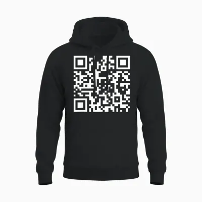 (2 Sides) Funny Qr Fck You Code Middle Finger Saying Quote Unisex Hoodie - Black