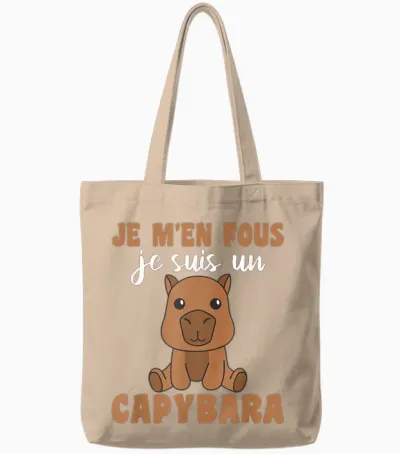 Je M'en Fous Je Suis Un Capybara - Sweet Capybara T-Shirt, Black, S Tote Bags - Natural