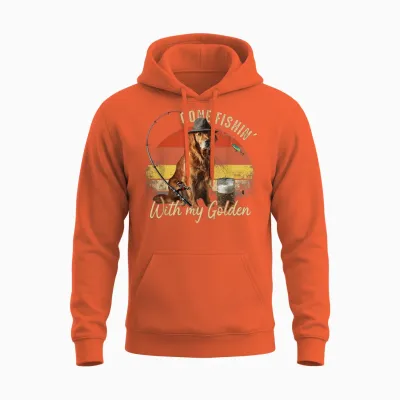 Golden Retriever Chien Rétro Vintage Fête Des Pères Pêcheur Unisex Hoodie - Orange