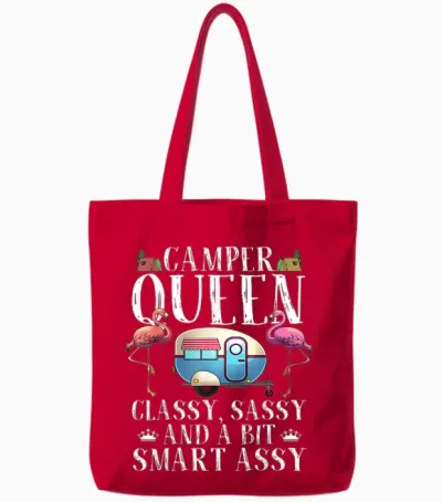 Funny Camper Queen Sassy Gift for Women Rv Camping Lovers Tote Bags - Red