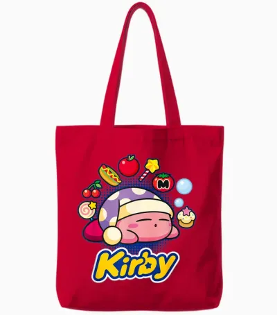 Kirby Sleeping Dreaming About Many Tasty Little Trinkets Tote Bags - Red