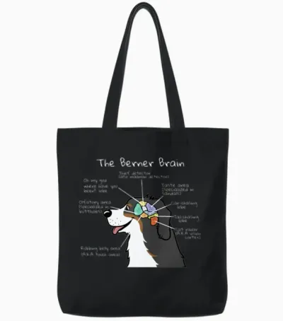 The Bernese Mountain Dog Brain Tote Bags - Black