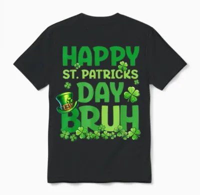 Bruh St Patricks Day Teens Boys Kids Saint Patricks Day Unisex T-Shirt - Black