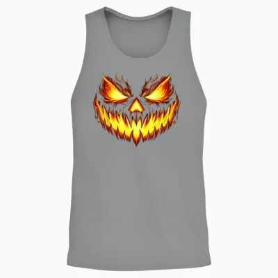 Scary Jack O Lantern Carved Pumpkin Face Halloween Costume Unisex Tank Top - Sport Grey