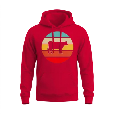 Cow Retro Unisex Hoodie - Red