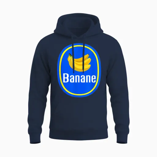 Fancy Dress Banana Carnival Costume T-Shirt, Yellow Unisex Hoodie - Navy