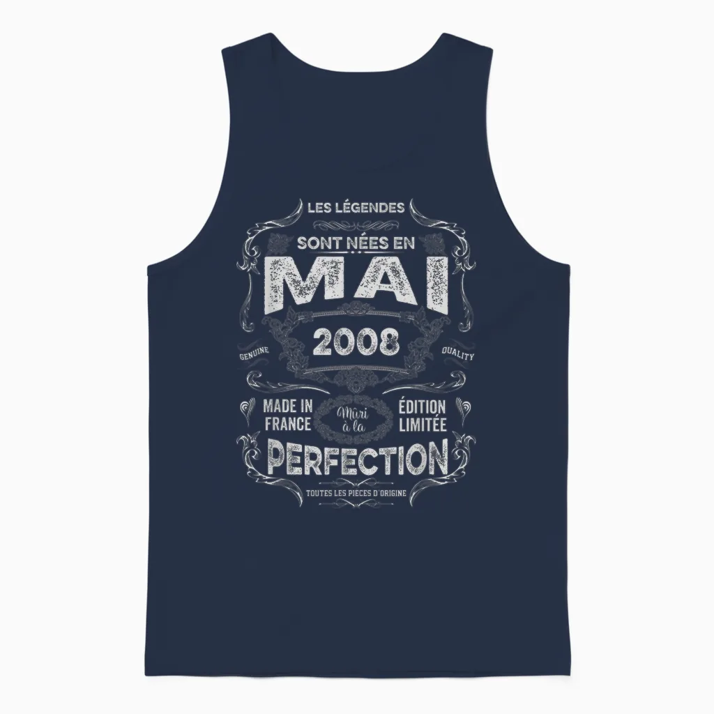 Vintage Les Légendes Sont Nées En Mai 2008 18e Anniversaire Unisex Tank Top in Navy