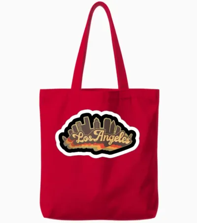 Retro Los Angeles Tote Bags - Red