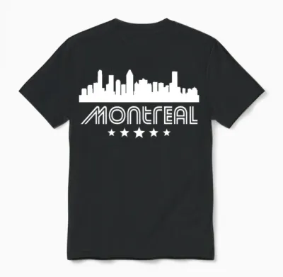 Retro Montreal Skyline Unisex T-Shirt - Black