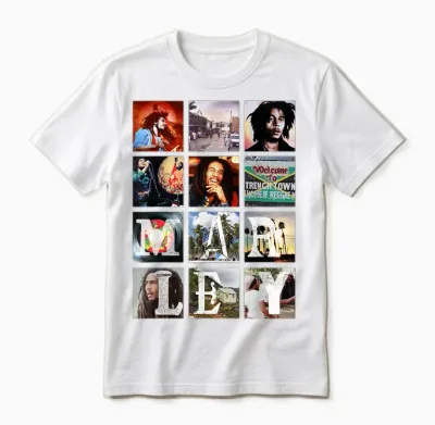 Bob Marley Block Bilder Unisex T-Shirt - White