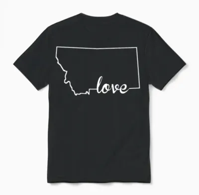 Montana Love State Outline Unisex T-Shirt - Black