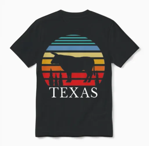 Texas Vintage Retro Unisex T-Shirt in Black