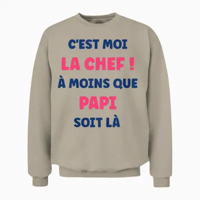 Kids Je Suis La Chef Funny Grandpa Little Girl Child T-Shirt, White, 2 Unisex Sweatshirt - Sand