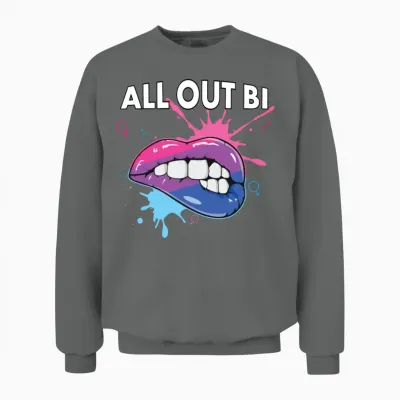 All Out Bi Flag Bisexual Rainbow Pride Bisexuality Unisex Sweatshirt - Graphite Heather