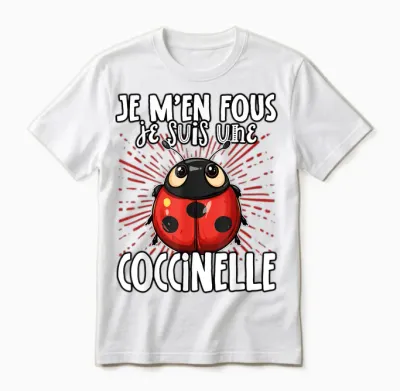 Je M'en Fous Je Suis Une Ladybug Cute Ladybug T-Shirt, Black, S Unisex T-Shirt - White
