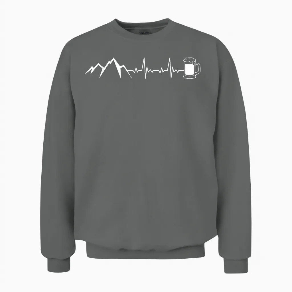 Berge Herzschlag Beer X Frequency Pulse Mountains Mountain Beer Fun T-Shirt, Black Unisex Sweatshirt in Graphite Heather