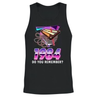 Retro 80s Mottot Party 1984 Vintage Unisex Tank Top - Black – 2