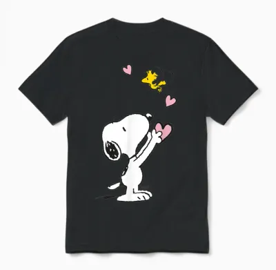 Peanuts - Snoopy Woodstock T-Shirt with German Text "my Heart Is with You" [, Black, S Unisex T-Shirt - Black