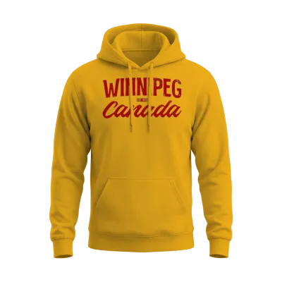 Winnipeg Canada Vintage Script Unisex Hoodie - Gold