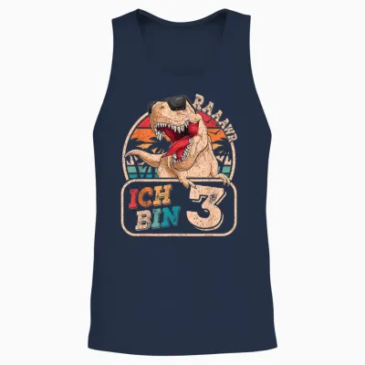 Ich Bin 3 Dinosaurier 3 Jahre Dino 3. Geburtstag Junge Party Unisex Tank Top - Navy
