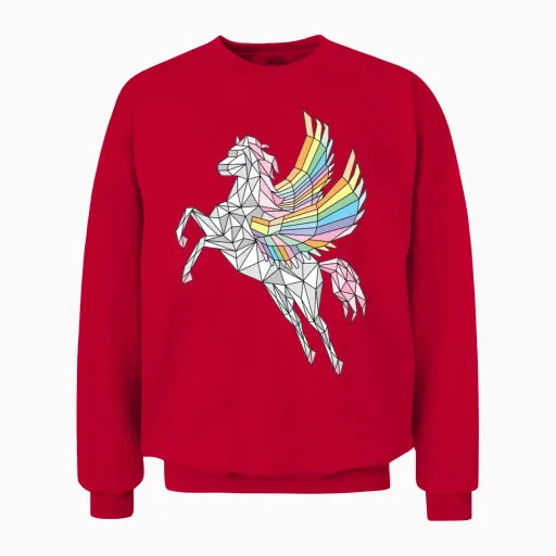 Geometric Pegasus (rainbow) - Pride Unisex Sweatshirt in Red
