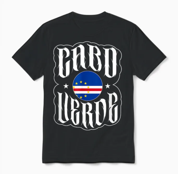 Love Cabo Cape Verde with Cape Verdean Flag in a Circle T-Shirt, Black, S Unisex T-Shirt in Black