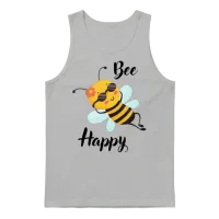 Funny Bee Happy Unisex Tank Top - Ash – 1