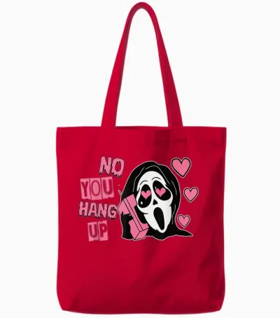 Funny No You Hang Up First Gho-St Calling Hello Halloween Tote Bags - Red