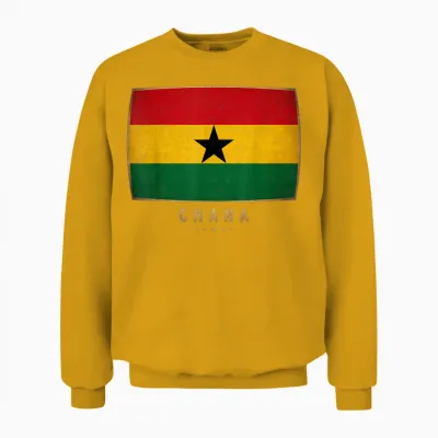 Ghana Flag - Funny Ghana Jersey for Men Women Kids T-Shirt, Black Unisex Sweatshirt - Gold