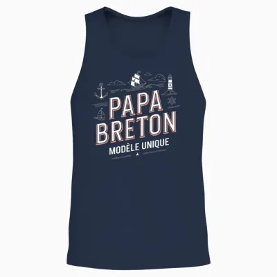 Papa Breton Unique Model Father's Day Gift Unisex Tank Top - Navy