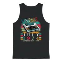 July 1974 Vintage Birthday Present Unisex Tank Top - Black – 1