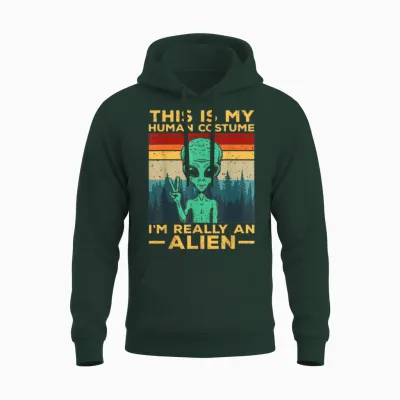 Alien Costume Alien This Is My Human Costume Alien T-Shirt, Black Unisex Hoodie - Forest
