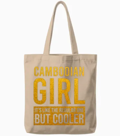 Cambodian Girl Funny Tote Bags - Natural